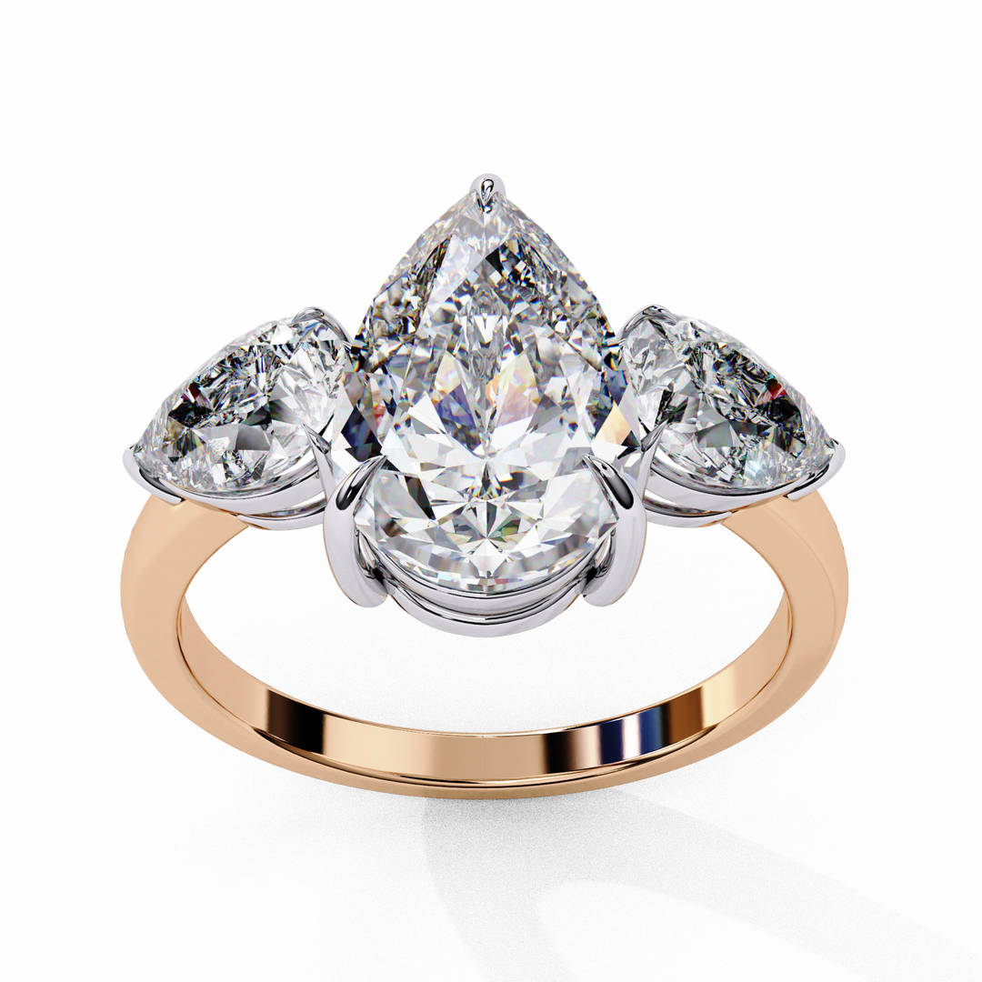 Pear Cut Moissanite Engagement Ring with Pear Side Stones