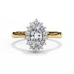 Load image into Gallery viewer, Marquise Cut Moissanite Engagement Ring with Starburst Halo
