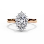 Load image into Gallery viewer, Marquise Cut Moissanite Engagement Ring with Starburst Halo
