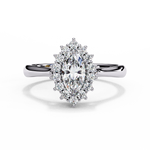 Load image into Gallery viewer, Marquise Cut Moissanite Engagement Ring with Starburst Halo
