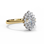 Load image into Gallery viewer, Marquise Cut Moissanite Engagement Ring with Starburst Halo
