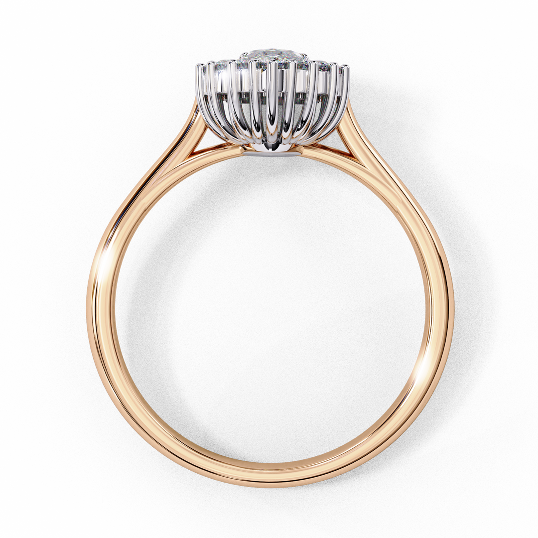 Marquise Cut Moissanite Engagement Ring with Starburst Halo
