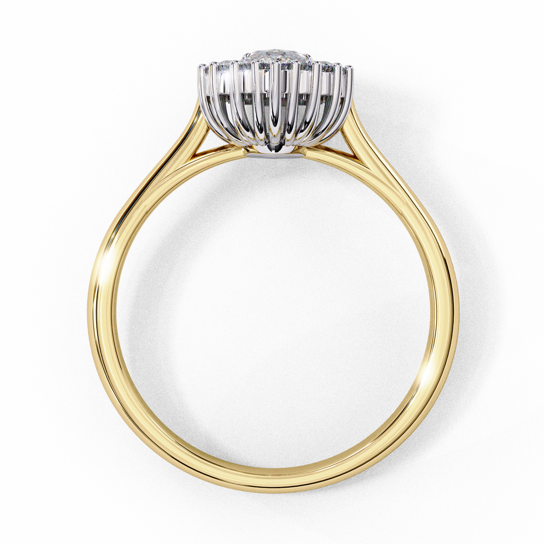 Marquise Cut Moissanite Engagement Ring with Starburst Halo