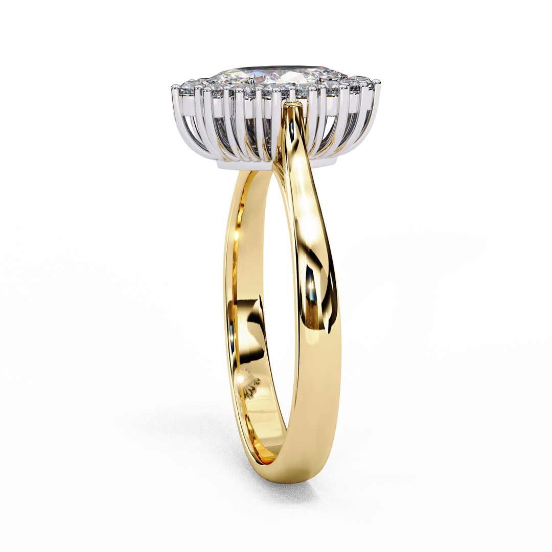 Marquise Cut Moissanite Engagement Ring with Starburst Halo