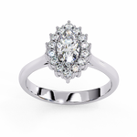 Load image into Gallery viewer, Marquise Cut Moissanite Engagement Ring with Starburst Halo
