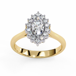 Load image into Gallery viewer, Marquise Cut Moissanite Engagement Ring with Starburst Halo
