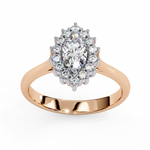 Load image into Gallery viewer, Marquise Cut Moissanite Engagement Ring with Starburst Halo
