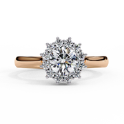 Round Cut Moissanite Engagement Ring With Starburst Halo