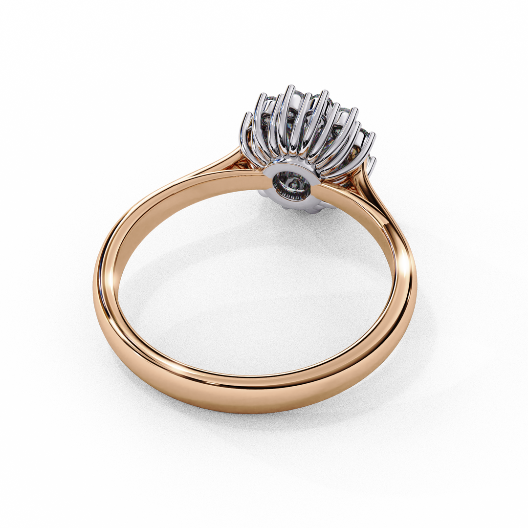Round Cut Moissanite Engagement Ring With Starburst Halo