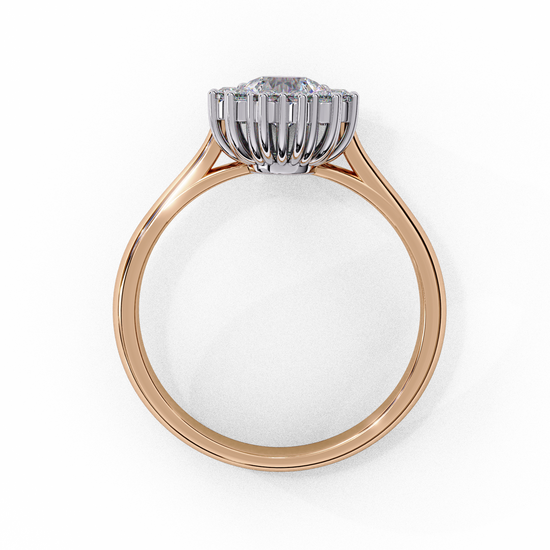 Oval Cut Moissanite Engagement Ring With Starburst Halo