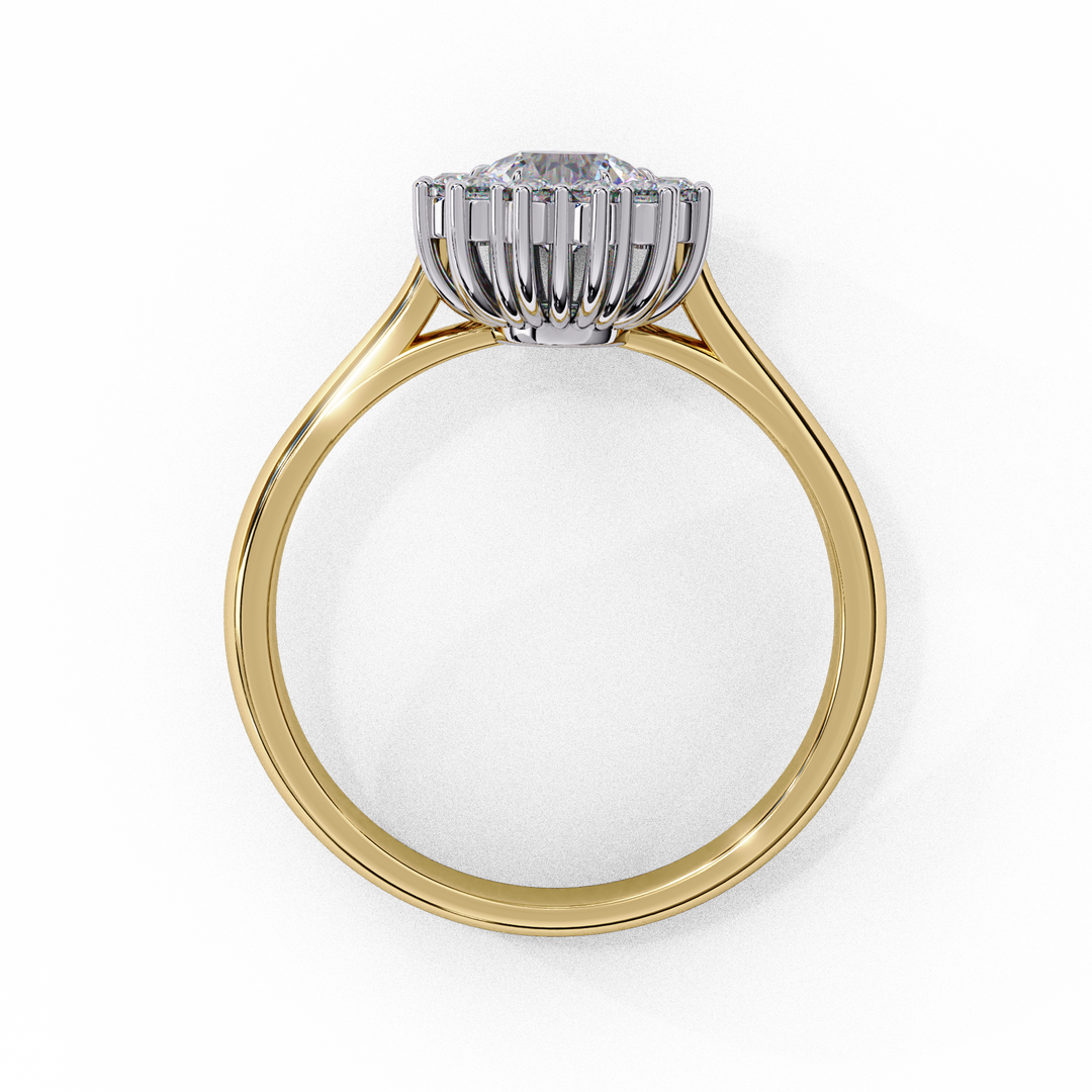 Oval Cut Moissanite Engagement Ring With Starburst Halo