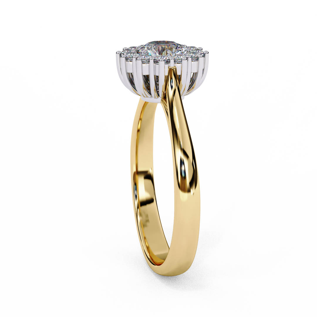 Round Cut Moissanite Engagement Ring With Starburst Halo