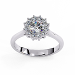 Load image into Gallery viewer, Round Cut Moissanite Engagement Ring With Starburst Halo
