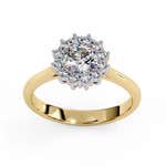 Load image into Gallery viewer, Round Cut Moissanite Engagement Ring With Starburst Halo
