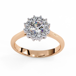 Load image into Gallery viewer, Round Cut Moissanite Engagement Ring With Starburst Halo
