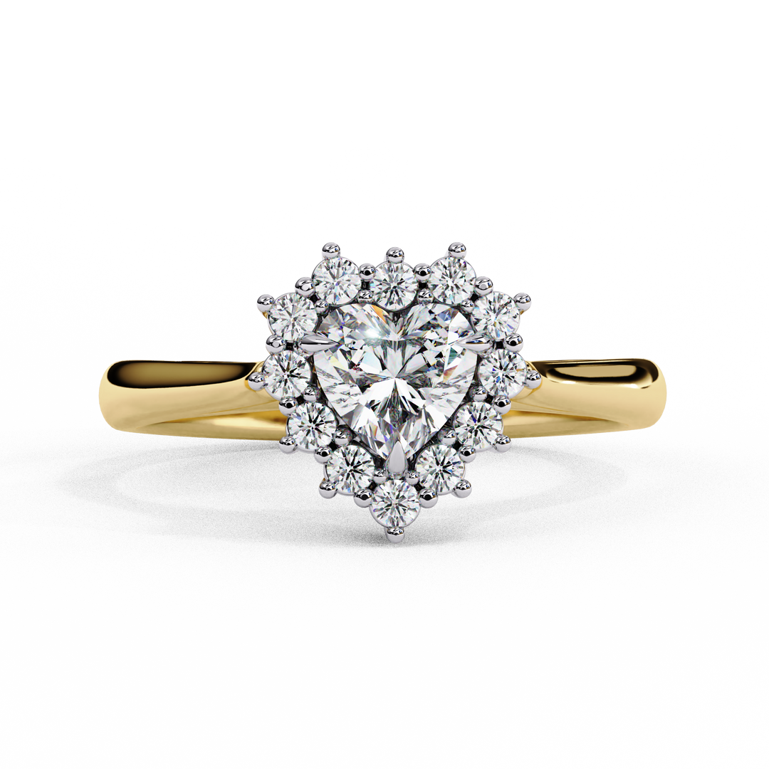 Heart Cut Lab Grown Diamond Engagement Ring With Starburst Halo