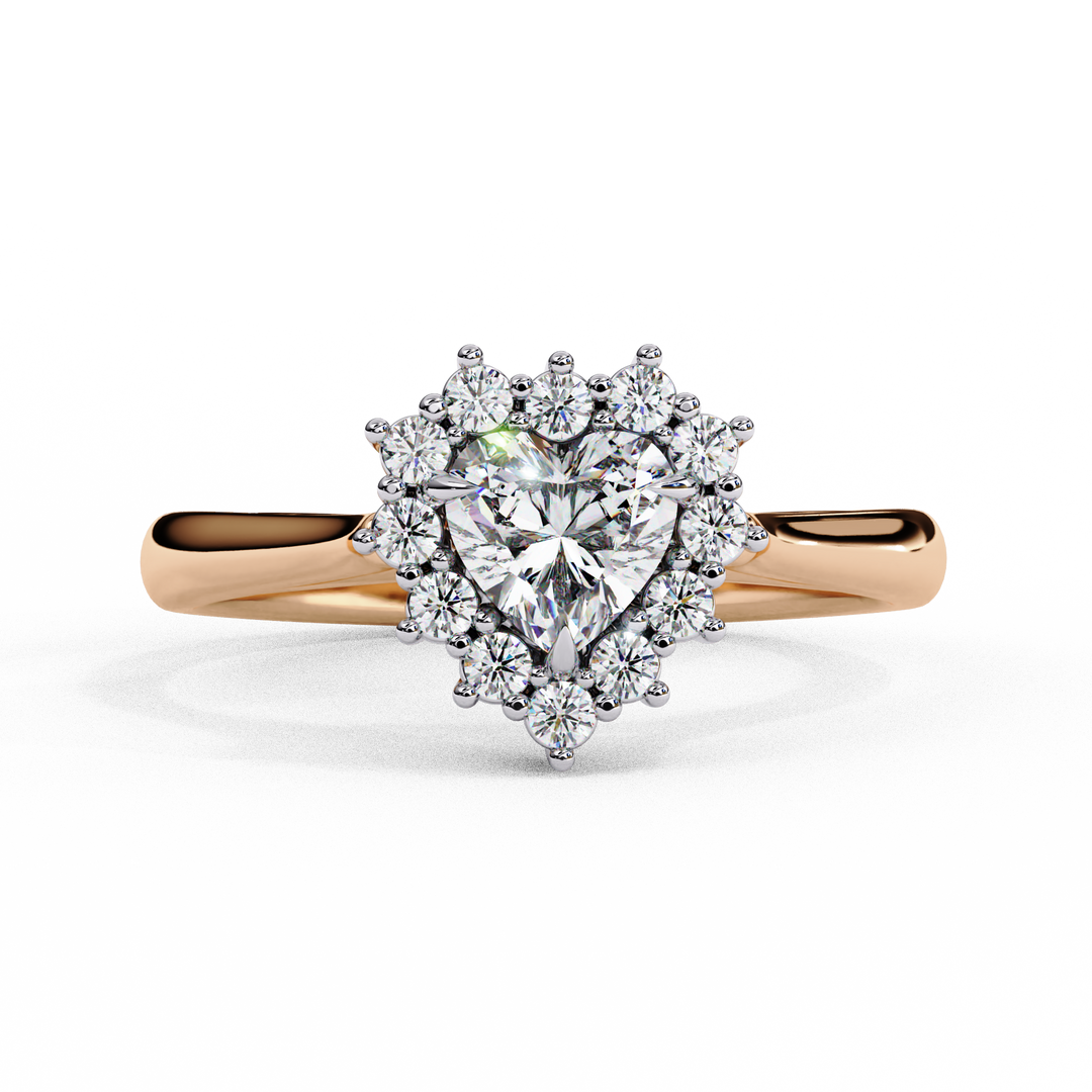 Heart Cut Lab Grown Diamond Engagement Ring With Starburst Halo