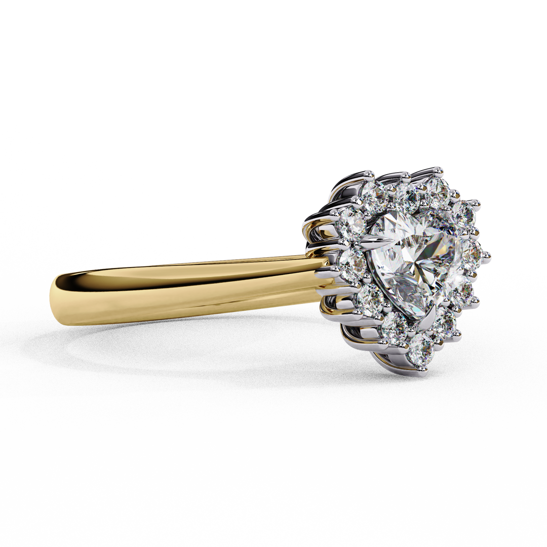 Heart Cut Lab Grown Diamond Engagement Ring With Starburst Halo