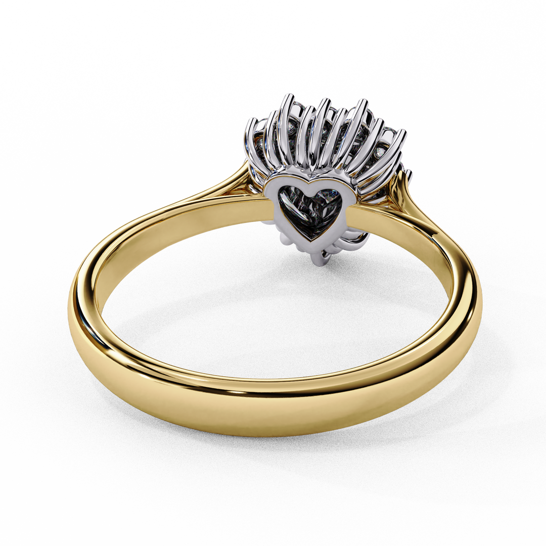 Heart Cut Lab Grown Diamond Engagement Ring With Starburst Halo