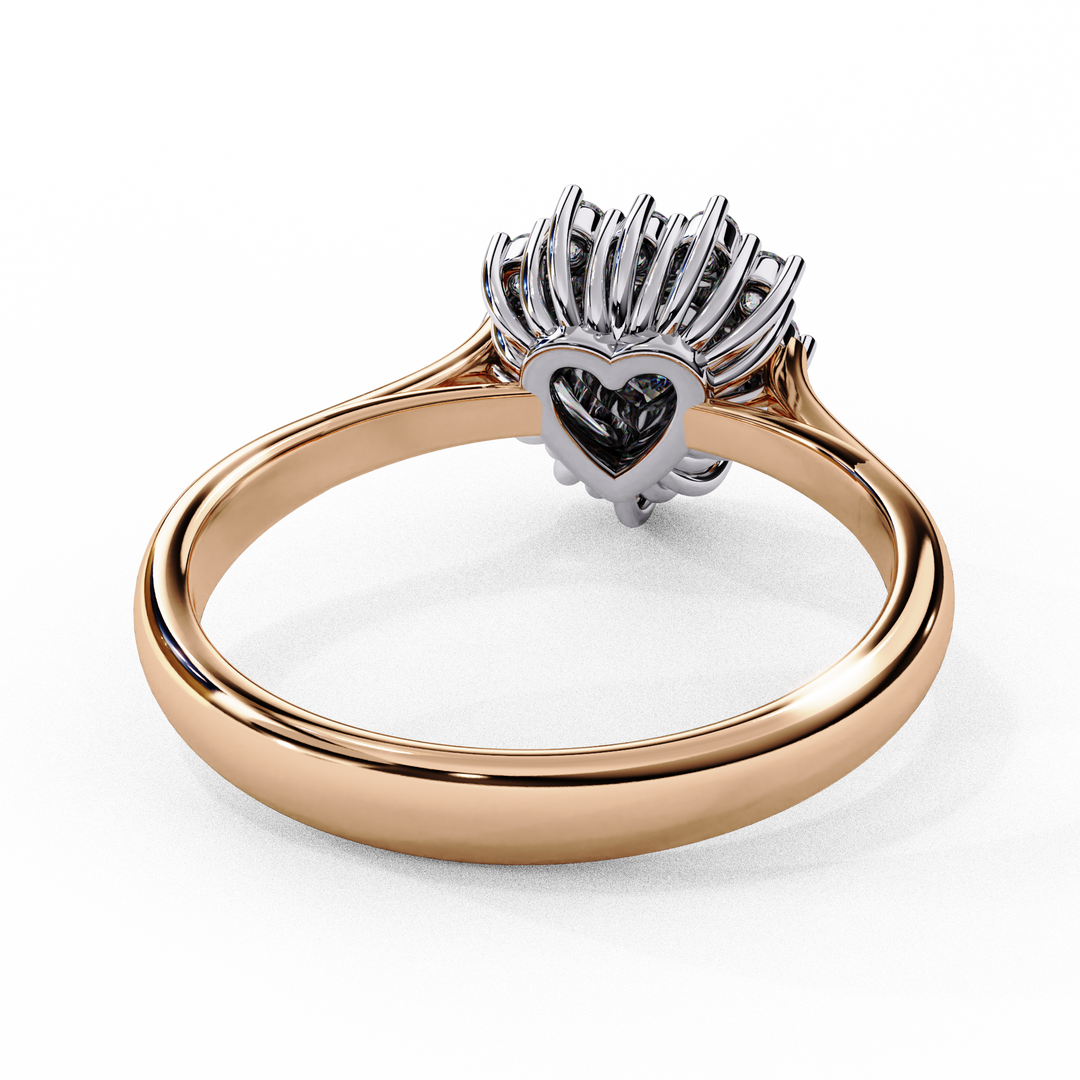 Heart Cut Lab Grown Diamond Engagement Ring With Starburst Halo