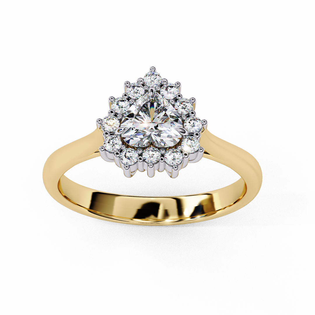 Heart Cut Lab Grown Diamond Engagement Ring With Starburst Halo