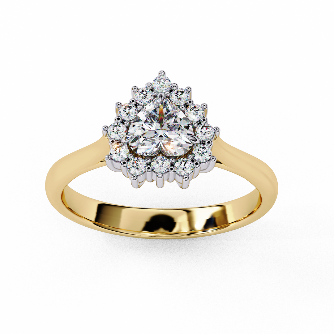 Heart Cut Lab Grown Diamond Engagement Ring With Starburst Halo