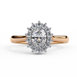 Load image into Gallery viewer, Oval Cut Moissanite Engagement Ring With Starburst Halo

