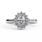 Load image into Gallery viewer, Oval Cut Moissanite Engagement Ring With Starburst Halo
