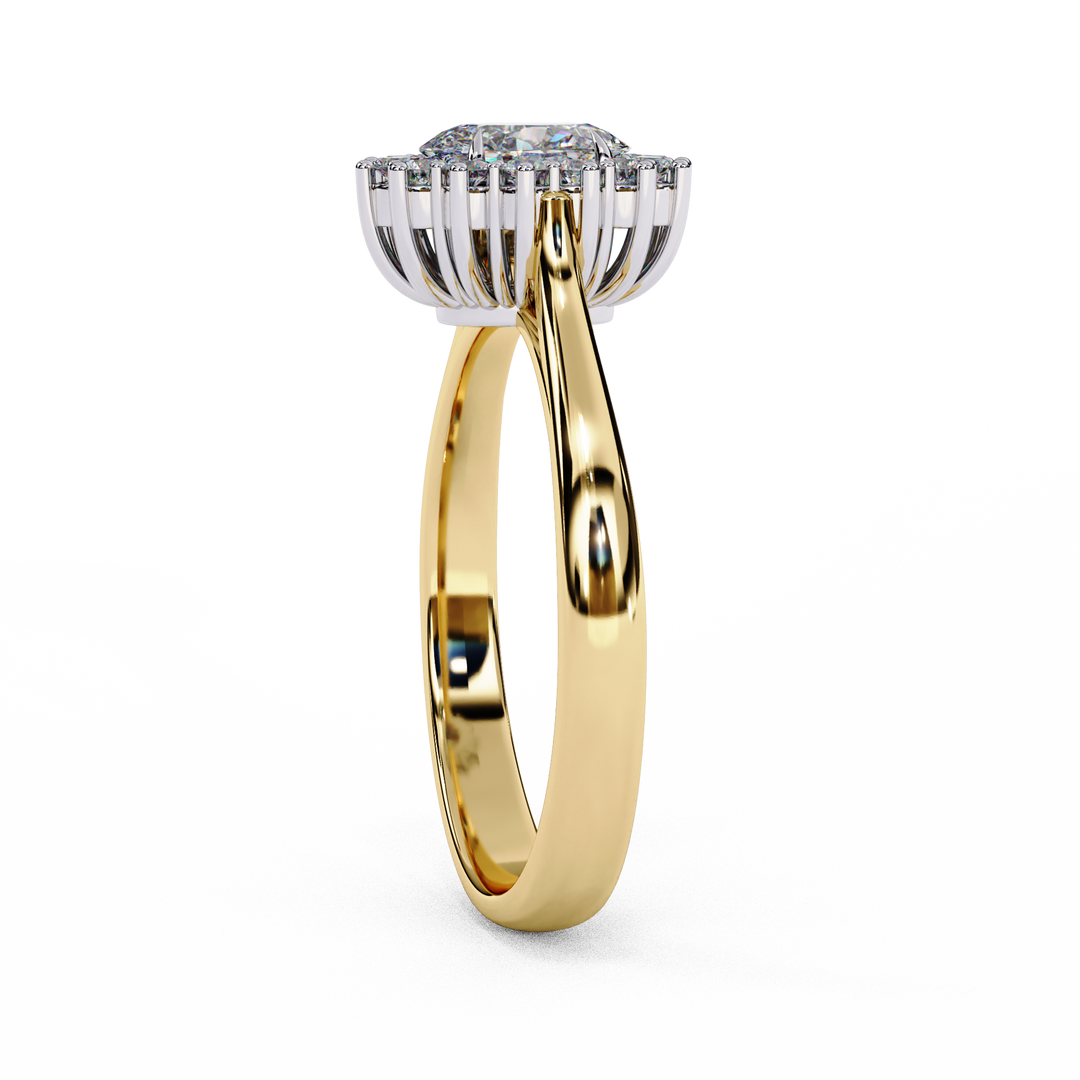 Oval Cut Moissanite Engagement Ring With Starburst Halo