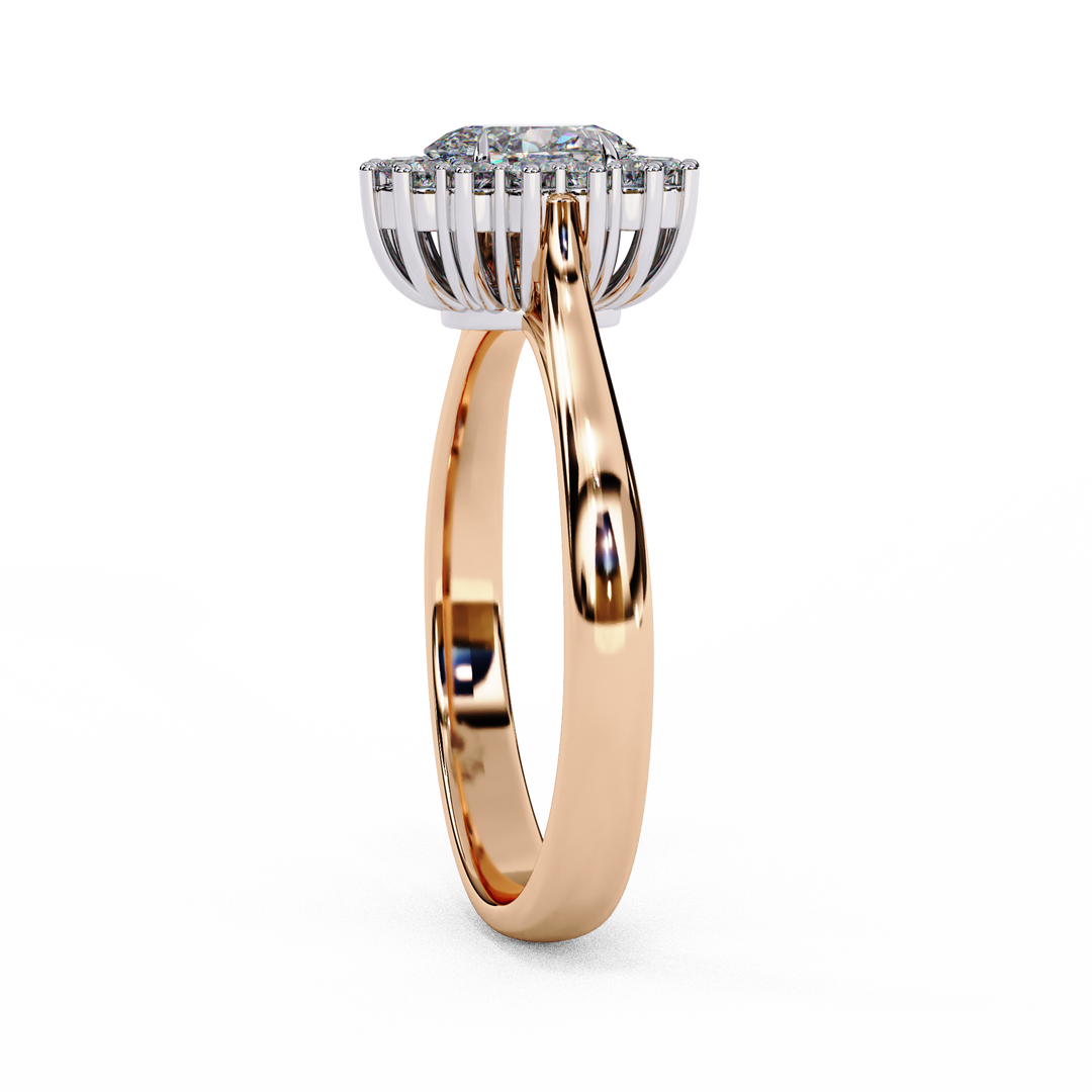 Oval Cut Moissanite Engagement Ring With Starburst Halo