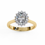 Load image into Gallery viewer, Oval Cut Moissanite Engagement Ring With Starburst Halo
