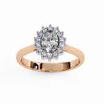 Load image into Gallery viewer, Oval Cut Moissanite Engagement Ring With Starburst Halo
