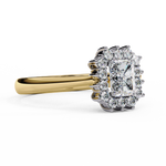 Load image into Gallery viewer, Radiant Cut Moissanite Engagement Ring with Starburst Halo
