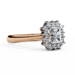 Load image into Gallery viewer, Radiant Cut Moissanite Engagement Ring with Starburst Halo
