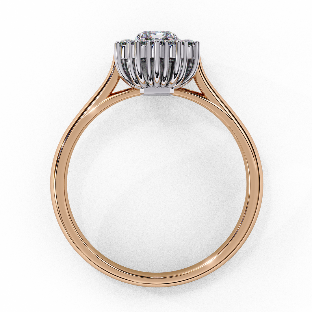 Radiant Cut Moissanite Engagement Ring with Starburst Halo