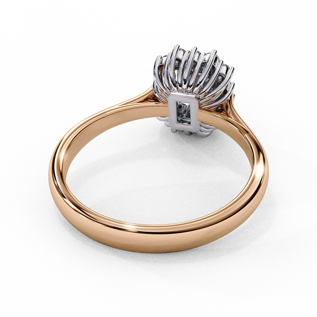 Radiant Cut Moissanite Engagement Ring with Starburst Halo
