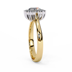 Load image into Gallery viewer, Radiant Cut Moissanite Engagement Ring with Starburst Halo

