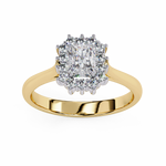 Load image into Gallery viewer, Radiant Cut Moissanite Engagement Ring with Starburst Halo
