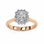 Load image into Gallery viewer, Radiant Cut Moissanite Engagement Ring with Starburst Halo
