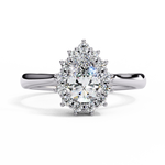 Load image into Gallery viewer, Pear Cut Lab Grown Diamond Engagement Ring With Starburst Halo

