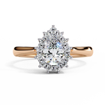 Load image into Gallery viewer, Pear Cut Lab Grown Diamond Engagement Ring With Starburst Halo
