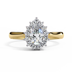 Load image into Gallery viewer, Pear Cut Lab Grown Diamond Engagement Ring With Starburst Halo

