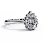 Load image into Gallery viewer, Pear Cut Lab Grown Diamond Engagement Ring With Starburst Halo
