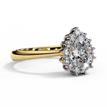 Load image into Gallery viewer, Pear Cut Lab Grown Diamond Engagement Ring With Starburst Halo
