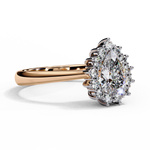 Load image into Gallery viewer, Pear Cut Lab Grown Diamond Engagement Ring With Starburst Halo
