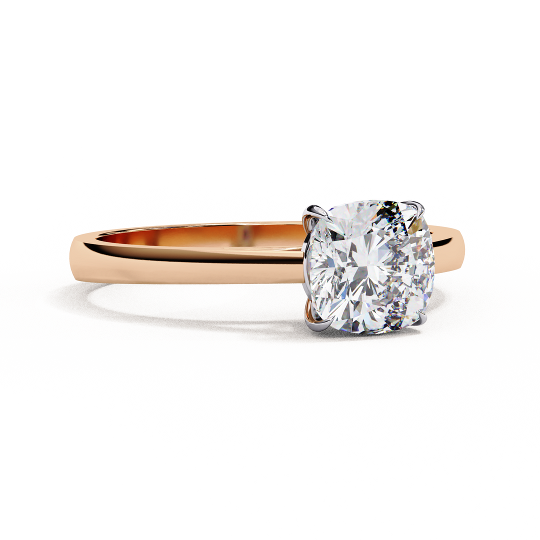 Cushion Cut Lab Grown Diamond Engagement Ring | Solitaire in Yellow Gold | Ethical & Sustainable Brilliance