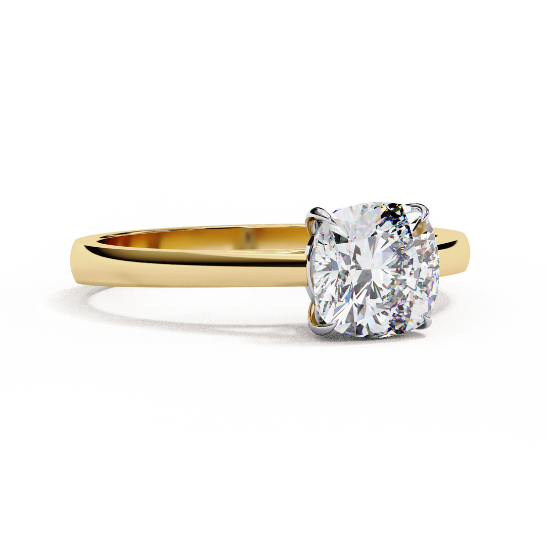 Cushion Cut Lab Grown Diamond Engagement Ring | Solitaire in Yellow Gold | Ethical & Sustainable Brilliance