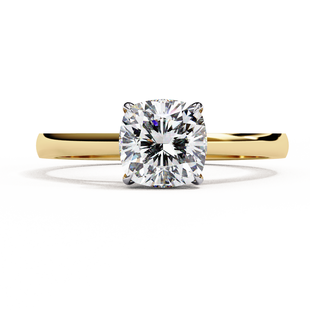 Cushion Cut Lab Grown Diamond Engagement Ring | Solitaire in Yellow Gold | Ethical & Sustainable Brilliance