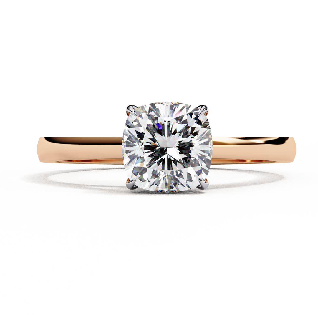 Cushion Cut Lab Grown Diamond Engagement Ring | Solitaire in Yellow Gold | Ethical & Sustainable Brilliance