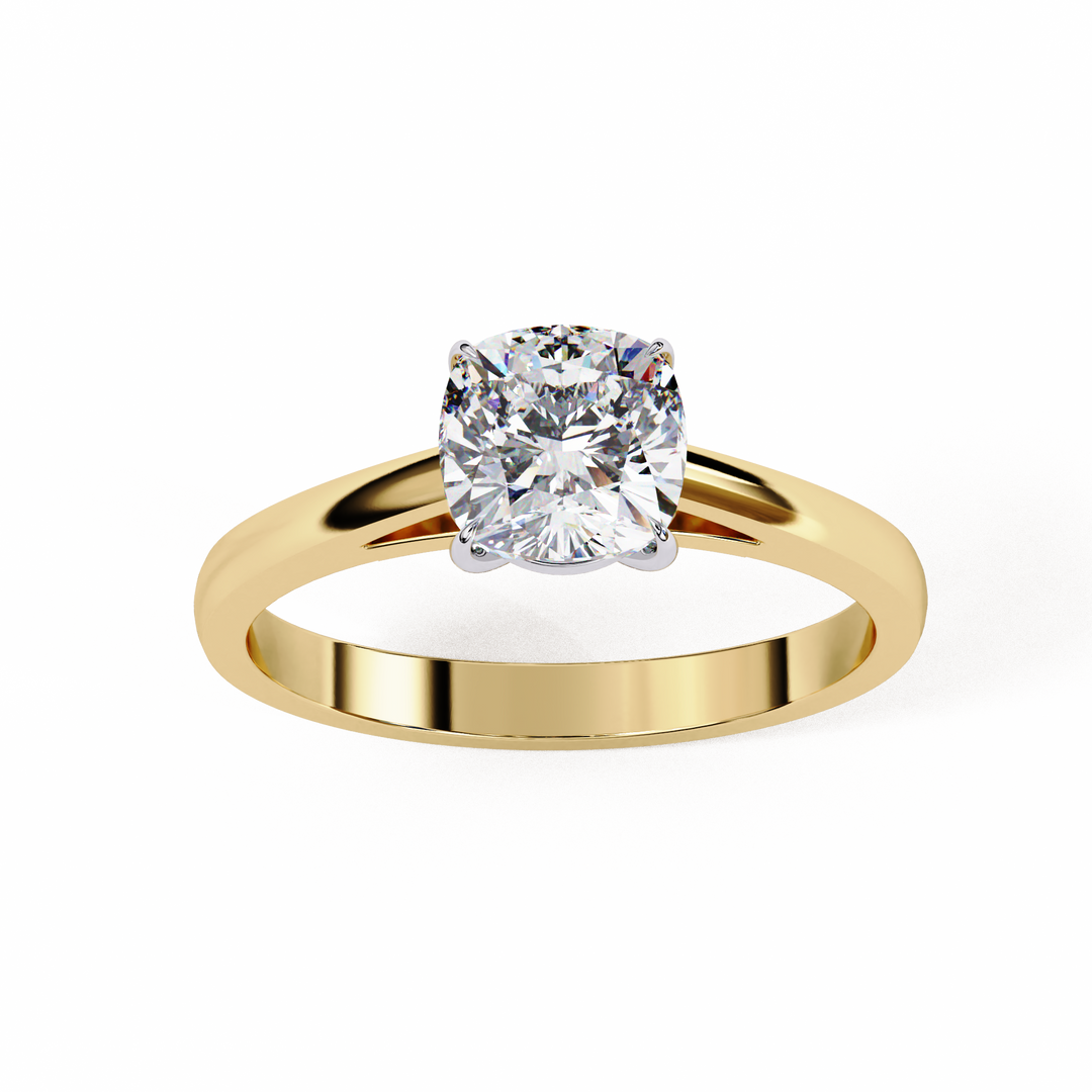 Cushion Cut Lab Grown Diamond Engagement Ring | Solitaire in Yellow Gold | Ethical & Sustainable Brilliance